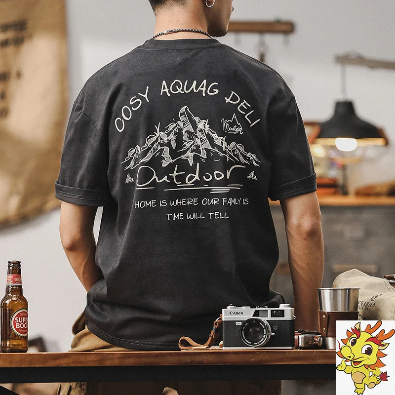 

Футболка мужская быстросохнущая, устойчивая к появлению льда и морщин, с коротким рукавом и принтом гор, свободная, выцветающая