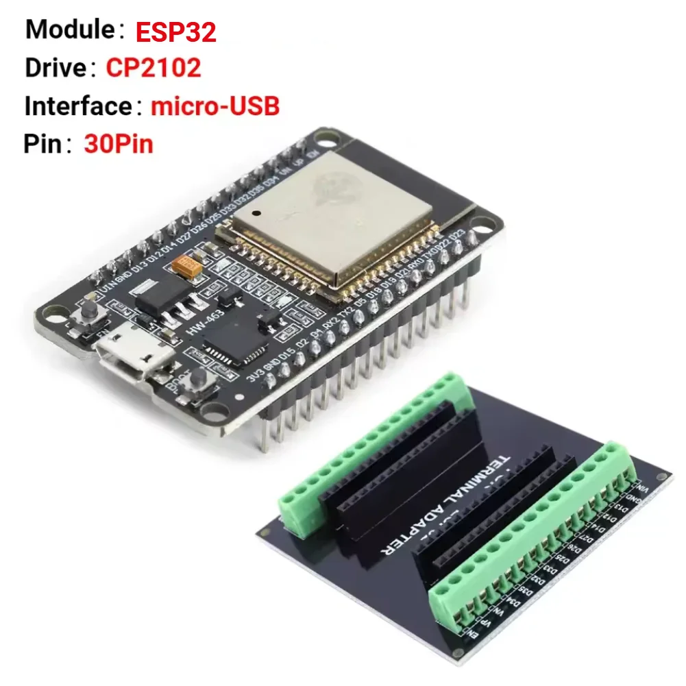ตัวเลือกสินค้า บอร์ดพัฒนา ESP32 WiFi+Bluetooth ดูอัลคอร์ 32U 30 พิน