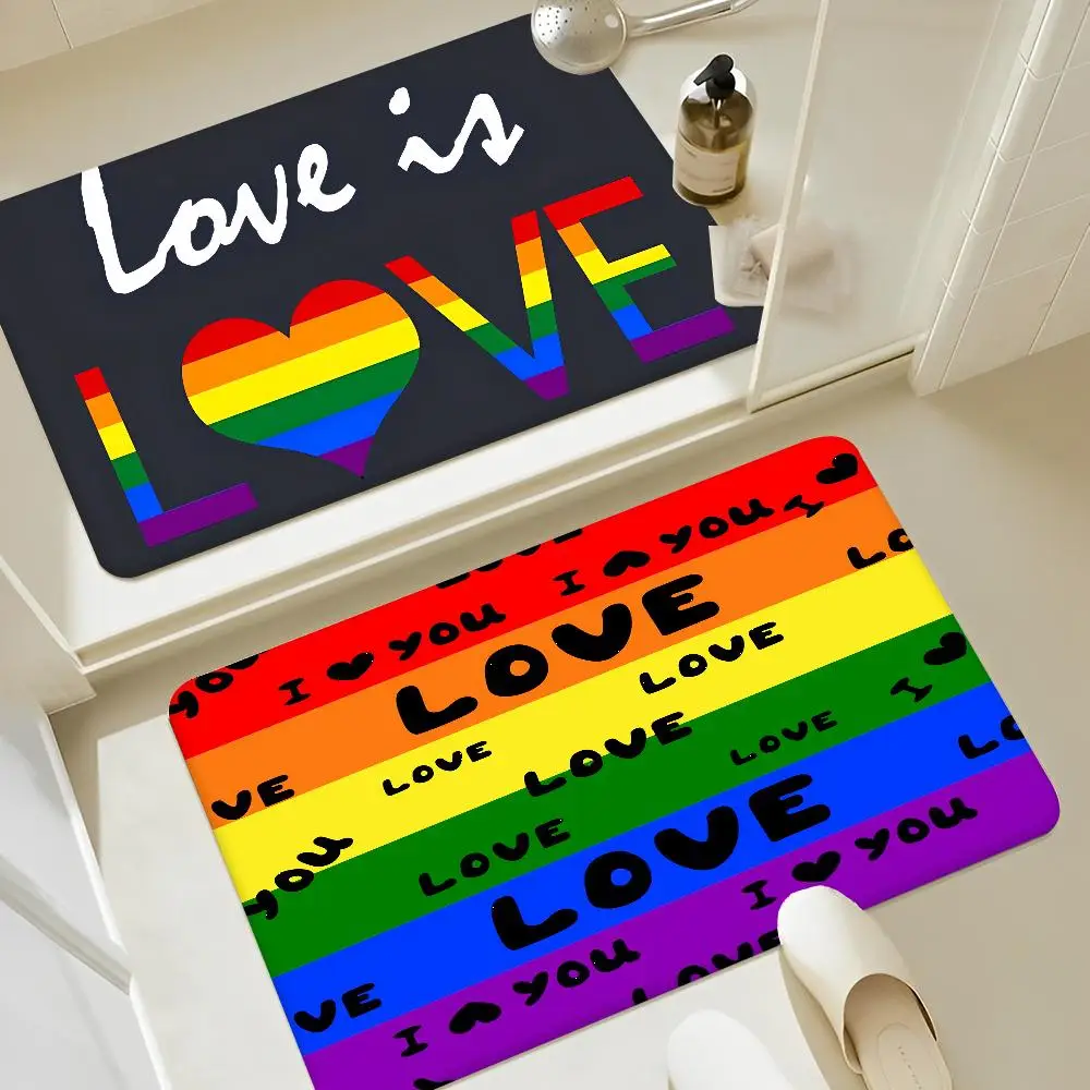 

Gay Lesbian LGBT Rainbow Love Floor Mat Floor Mat Nordic Style Home Doormat Bathroom-Toilet Mats Bedroom Hotel Decor Mat
