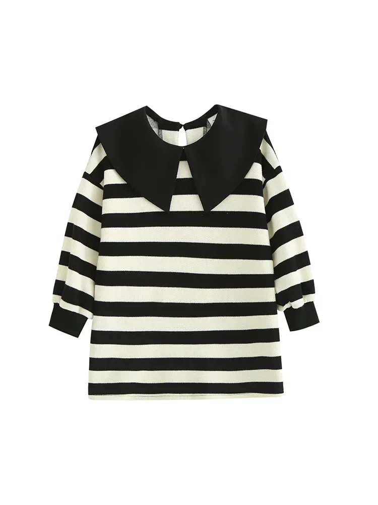 Spring Girls Long Sleeve Striped Dress Kids Cotton Dresses