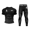 Skull Jiu jitsu Rush Guard MMA Compression T-Shirt+Leggings Sets Bjj Gi Boxing Rashguard Men's Grappling Kickboxing Jerseys 5