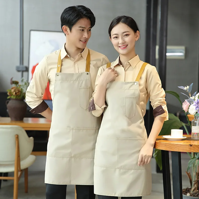 C828 Work Apron Clothes Print Advertising Coffee Shop Supermarket Restaurant Can Kitchen Apron Painting Manicure Wear