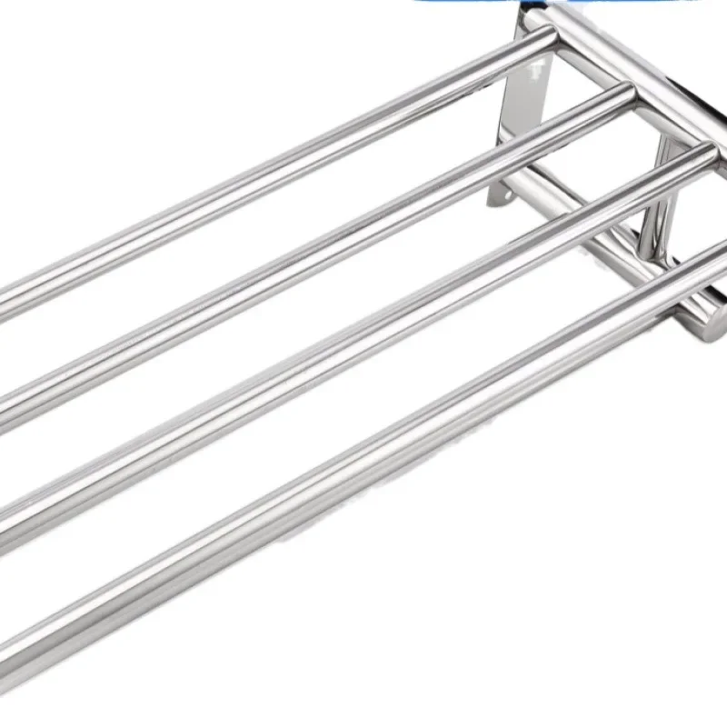 Thickened stainless steel non-punching bath towel rack, bathroom towel rack, toilet wall-mounted storage rack