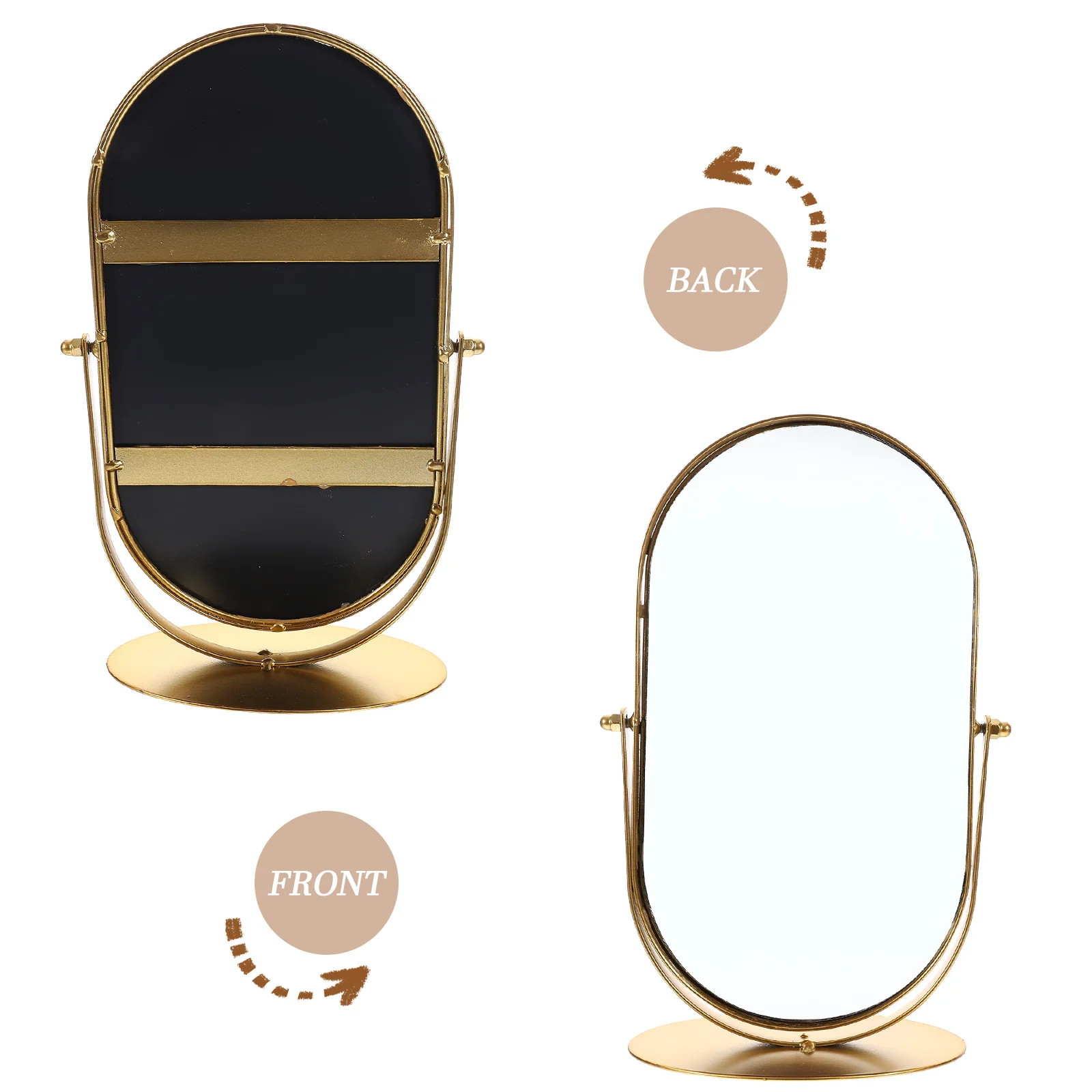 Mirror Single-sided Retro Metal Round Beauty Dressing Table (Small Gold) Tabletop Vanity Mirrors for Desk Makeup 4