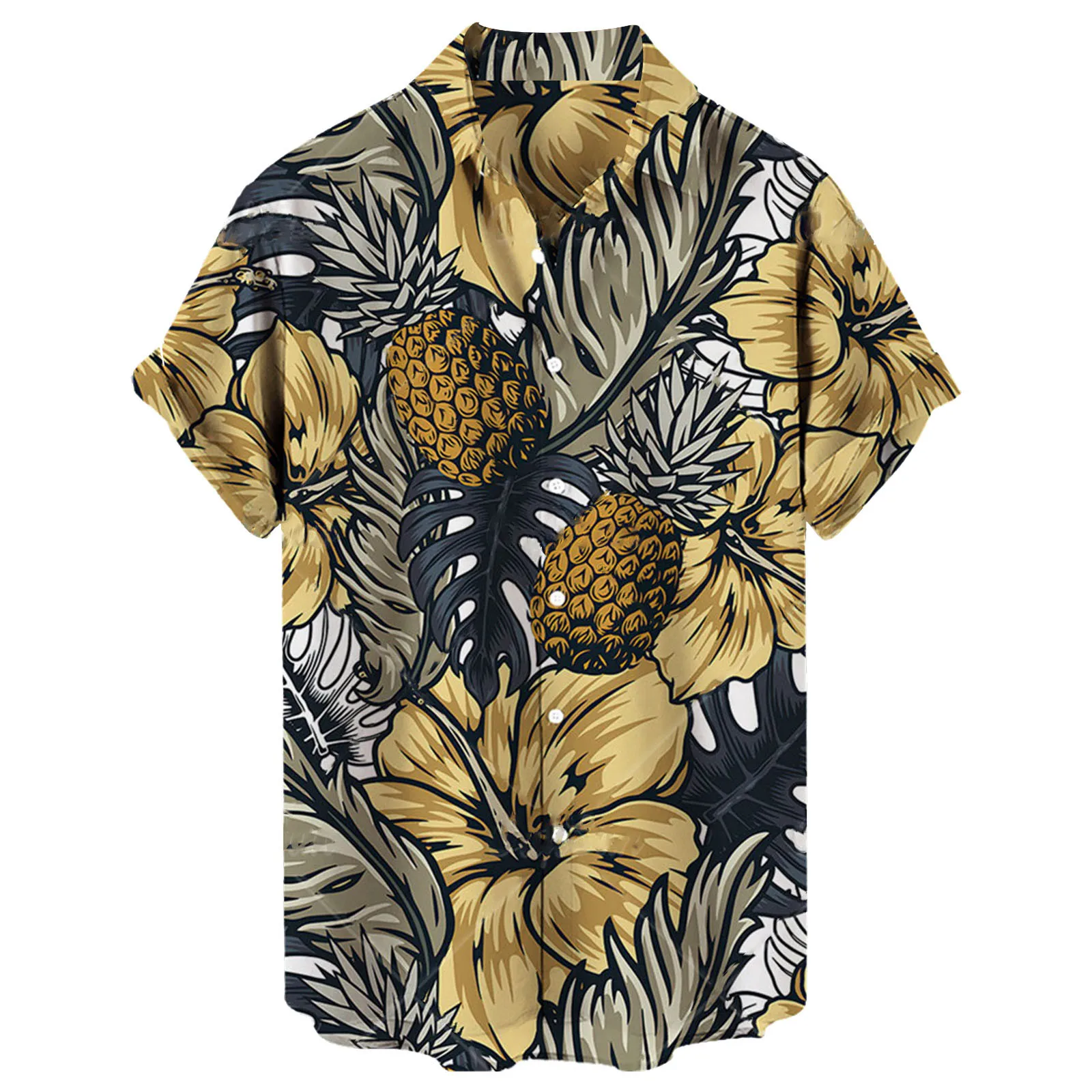 

Men's Shirts Hawaiian Shirts Fruit Print Short Sleeves Pineapple Pattern Tops Casual Fashion Men's Clothing Summer Loose Shirt
