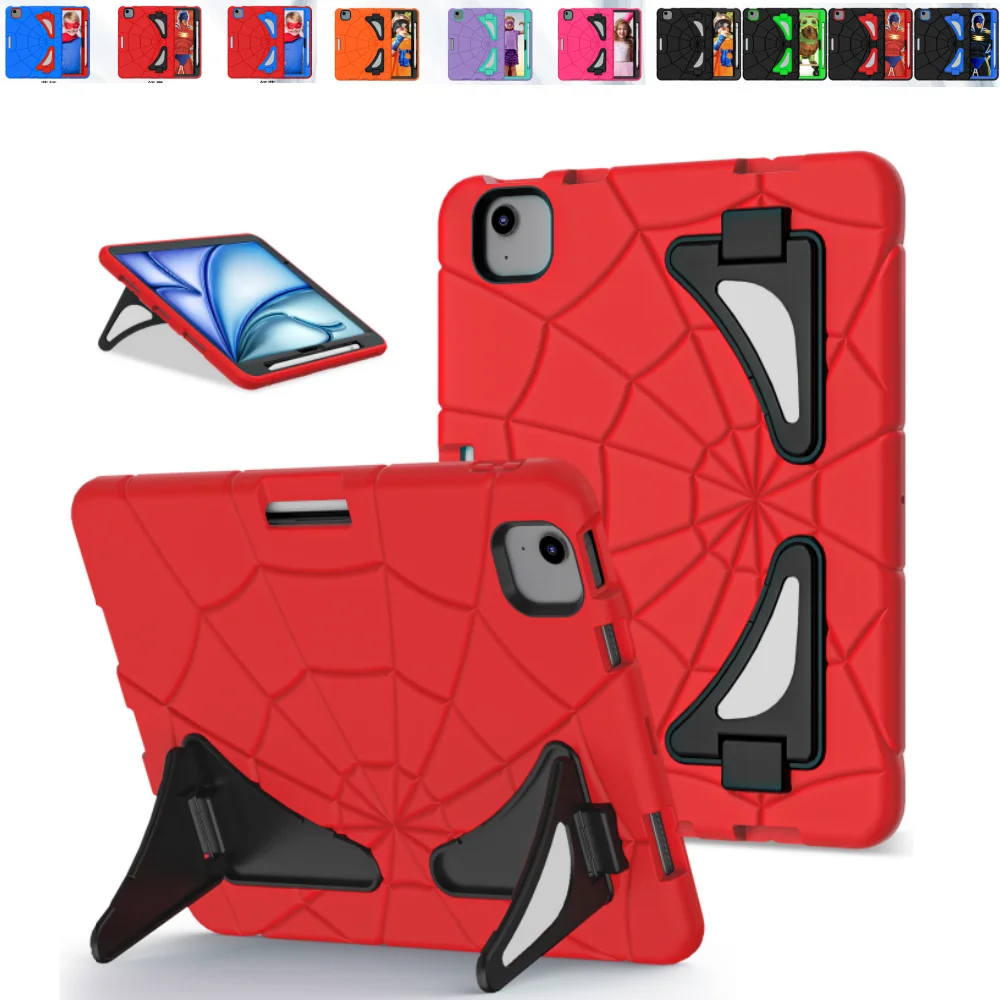 Children's Spider Shockproof Tablet Case with Kickstand and Pen Slot - Silicone + PC Protective Cover