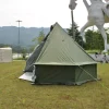 4 Person Luxury Pyramid Tent Yurt Tent with Silver Coating for UV Protection Breathable Camping Tent Stove Space for 4 Seasons