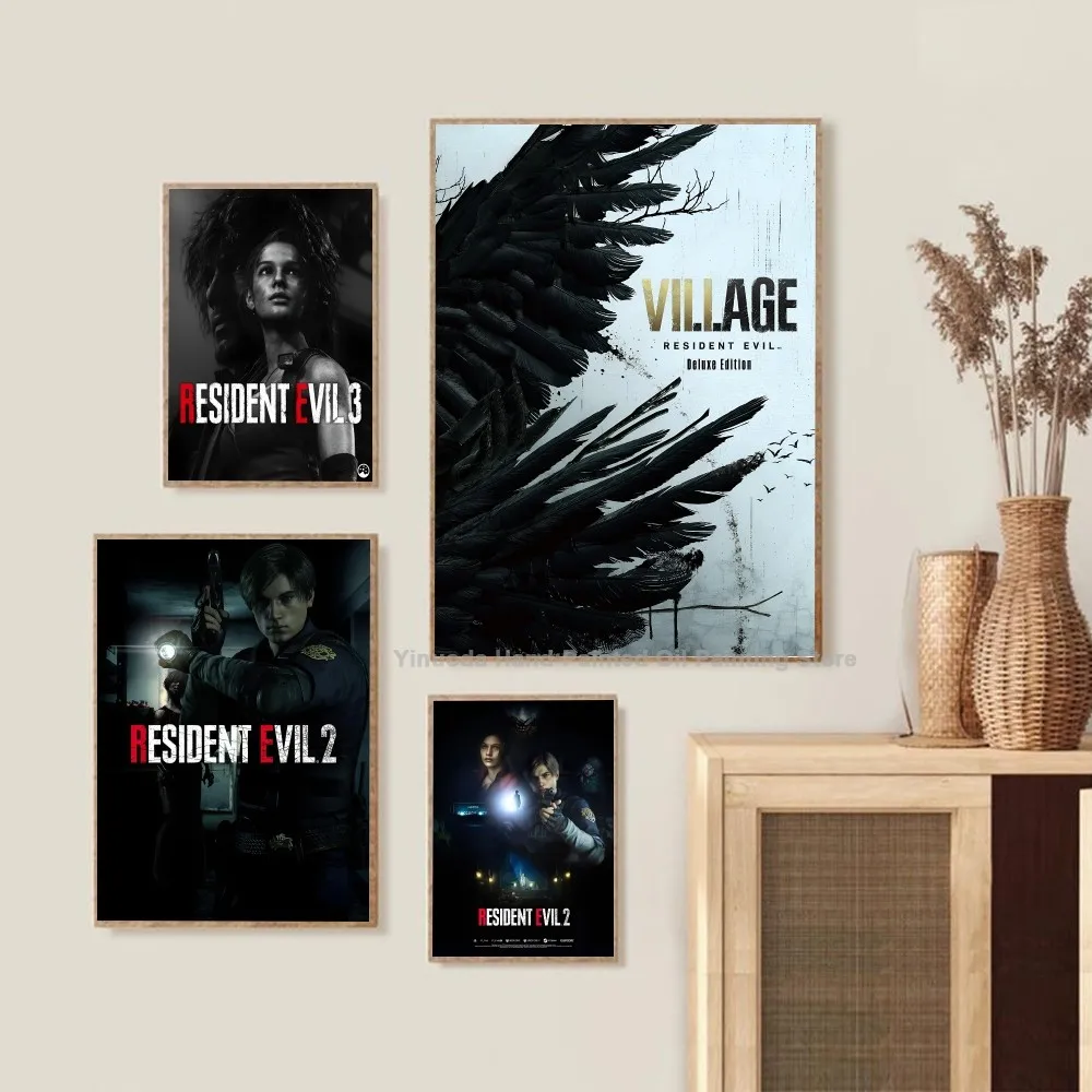 Resident- Evil 클래식 영화 게임 포스터 스티커, 거실 침실 입구 카페 벽 아트 장식, 페인팅 룸, 2, 3, 4