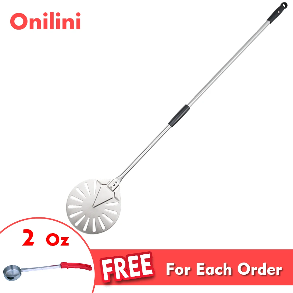 Pizza Peel 9 inch Stainless Steel Pizza Turning Peel with 56 inch Overall Long Aluminum Alloy Handle Oven Shovel