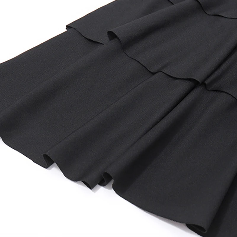 Halter Neck Dress y2k Clothes Women Black Sleeveless Backless Layered Ruffled Hem A-line Shorts Cake Dress Clubwear