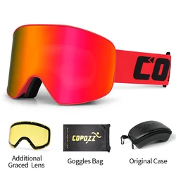 Enhanced Ski Goggles: Anti-Fog Cylindrical Lens, UV Protection, Winter Sports Eyewear (Red set)