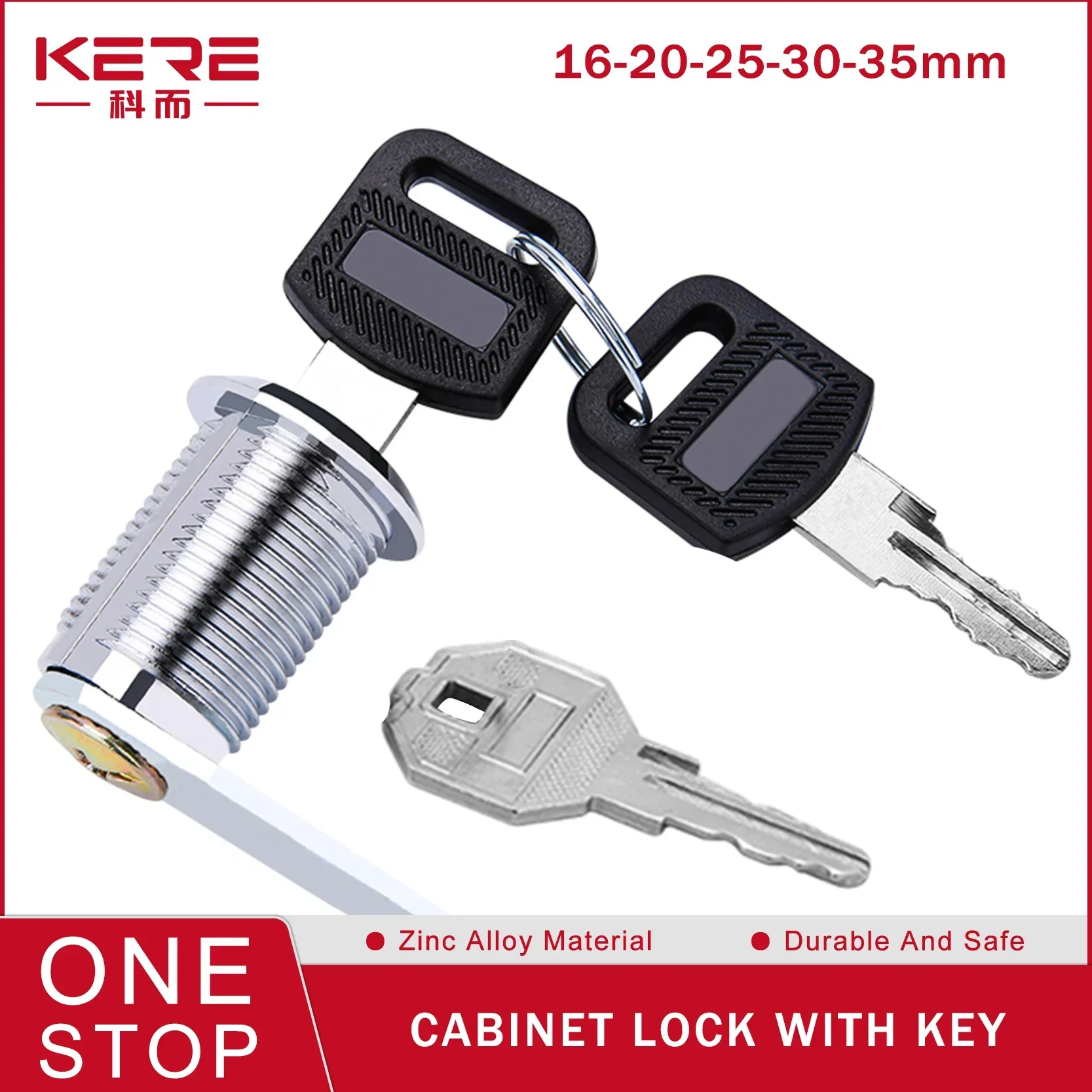 Description Picture 2 of item5/20/100SETS Metal Rotary Key Switch Push Button Lock Switch Latching Cylinder Cabinet Security Locker 16mm 20mm 25mm 30mm 35mm