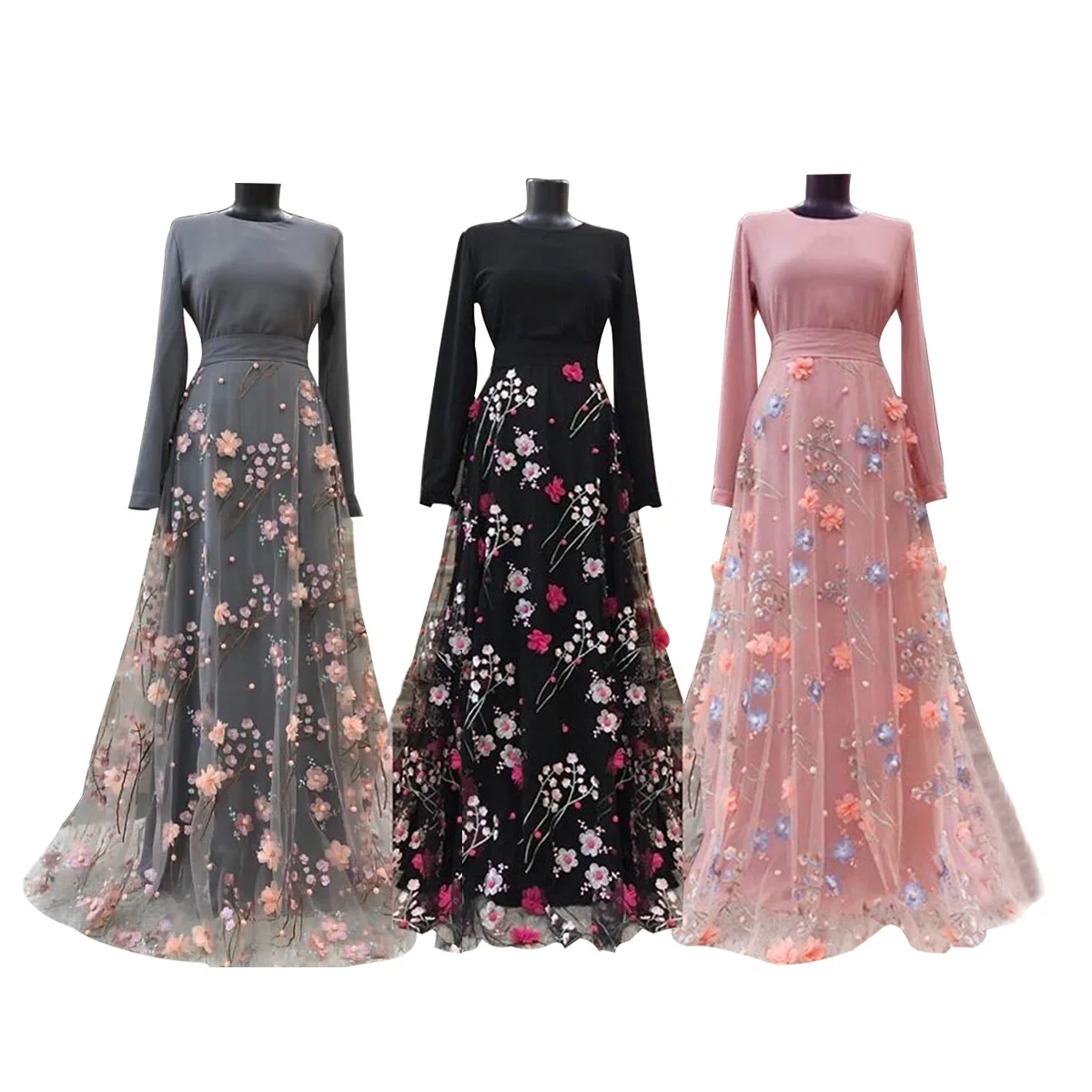 

Ambroidered Long Dress New Arrival Dubai Saudi Malaysia Islam Women Clothing Dresses Robe Vintage Style Elegance Girl