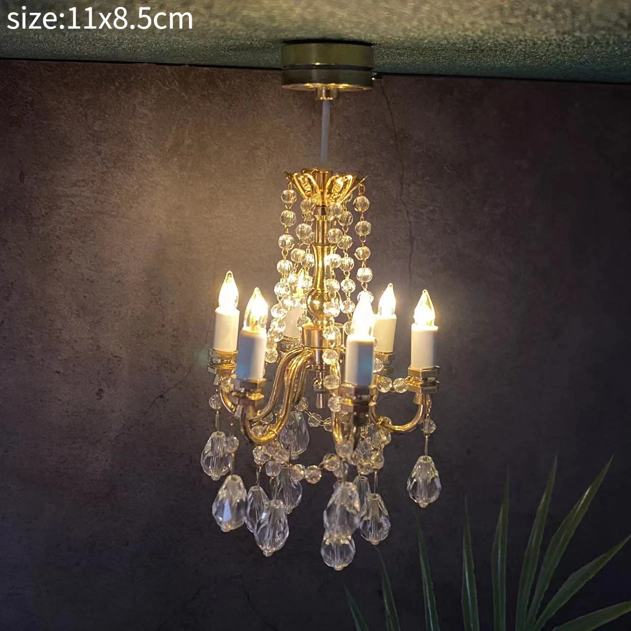 1/6 1/12 Scale Dollhouse Retro European Style Mini LED Lamp Double-head Flower Ceiling Light Lamp Wall Light Decor Toy