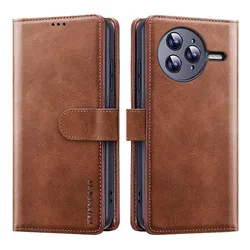 Luxury Wallet Case with Card Holder and Magnetic Flip Leather Stand for POCO F7 Ultra (Brown)