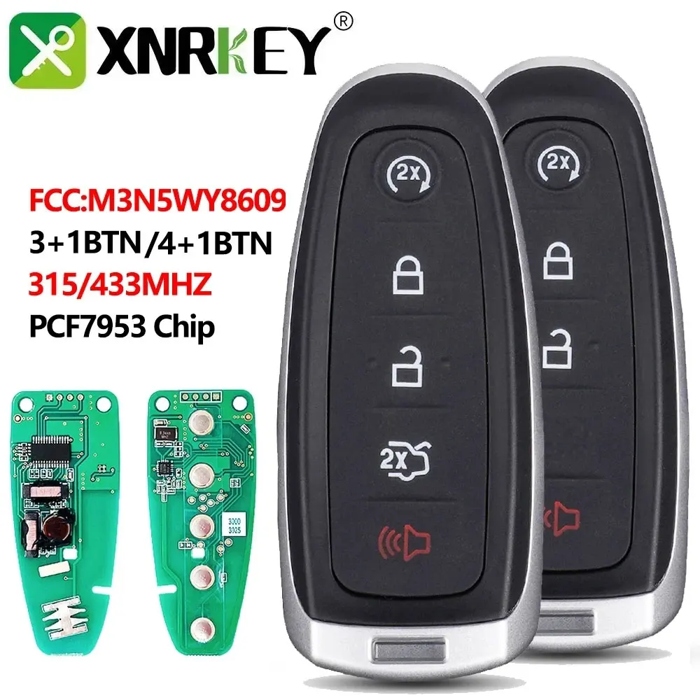 

XNRKEY для автомобильного ключа Ford Explorer Edge Flex C-max Taurus 3 + 1/4 + 1 кнопка автомобильного дистанционного ключа PCF7953 чип 315/433 МГц FCC M3N5WY8609