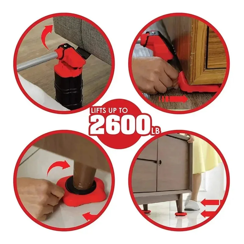 Furniture Mover Set 1Set Heavy Duty Furniture Lifter Mover Roller Wheel Bar Moving Device Lifting Helper Furniture Moving Transport Tool
