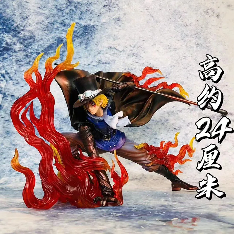 Figura de anime de una pieza de 24 cm Fire Punch Sabo, estatua de efectos especiales, modelo de colección, figura de acción, muñeca, regalo, juguetes, adornos de PVC