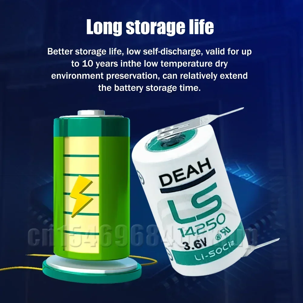 100PCS LS14250 14250 R6 1/2 AA 3.6V Lithium Battery With Pins For PLC CNC Electric Equipment Touch Screen Water Meter Batteria 3