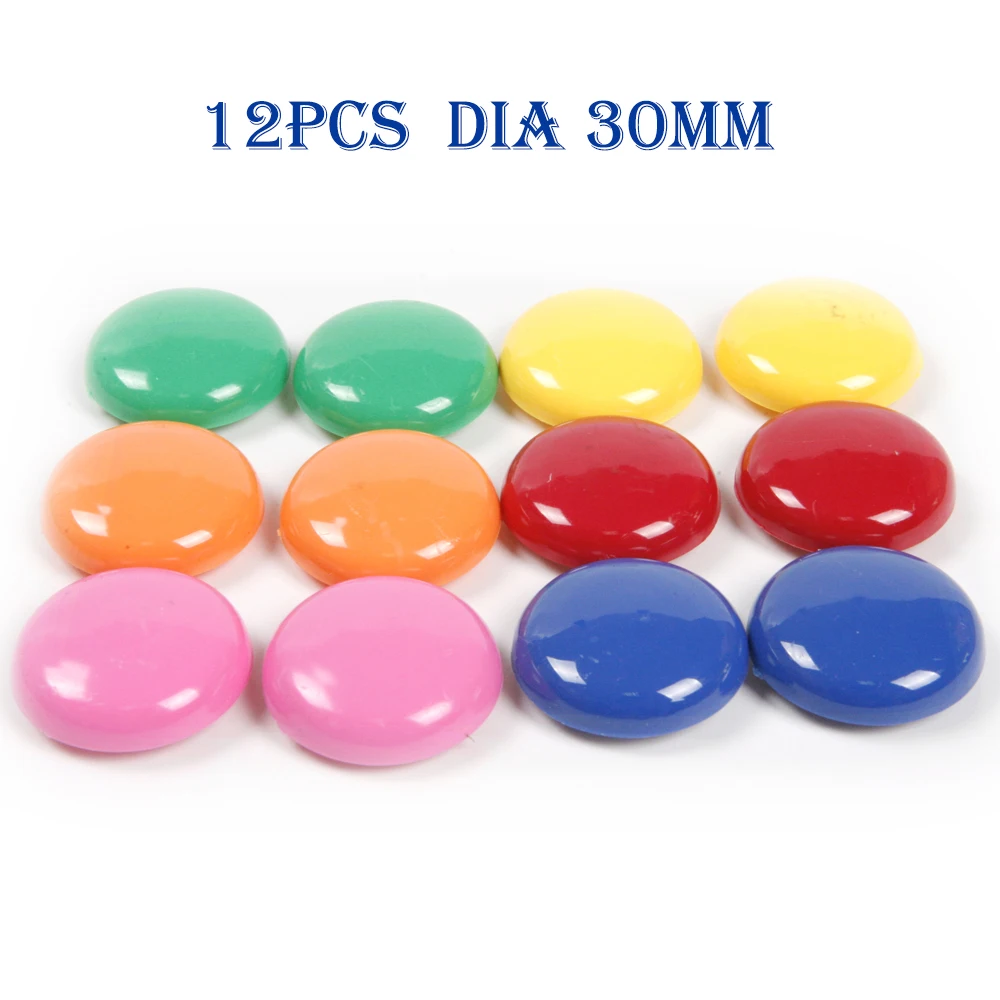 12Pcs Colorful Fridge Magnets Dia 30mm Circular Refrigerator Office Magnet Sticker for Kids Gifts Ca