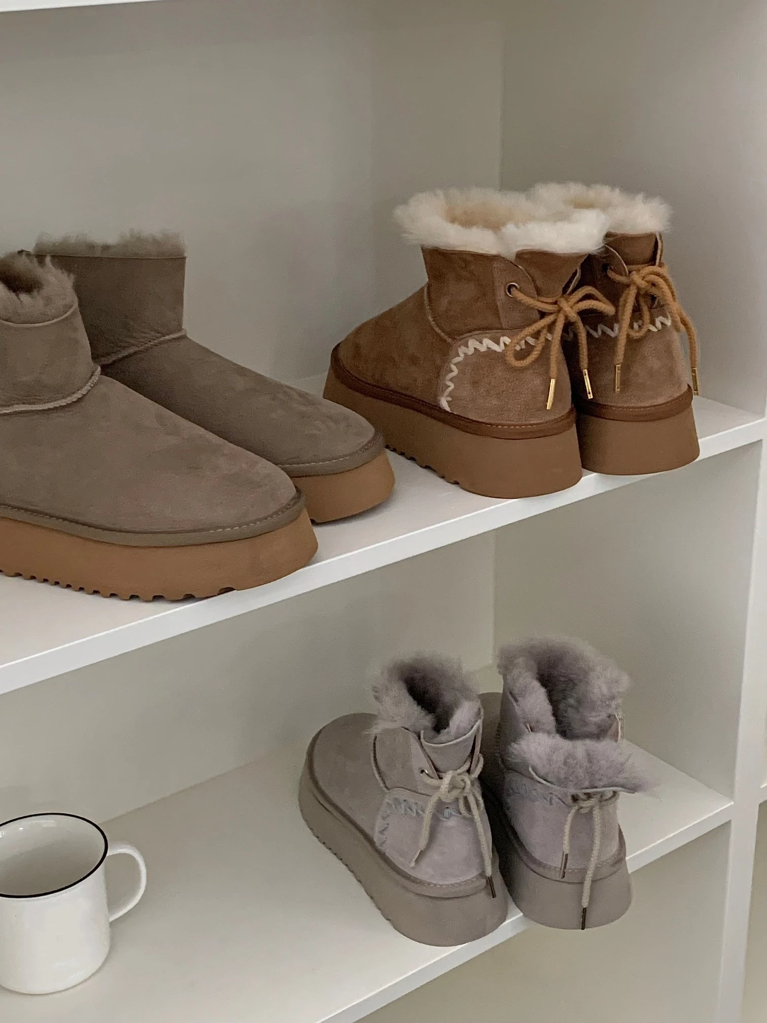 

Brand Classic Snow Boots Knitted Wool Warm Cotton Boots Zero Anti-Slip Platform Bread Shoes Women's Plush Short Boots INS Style