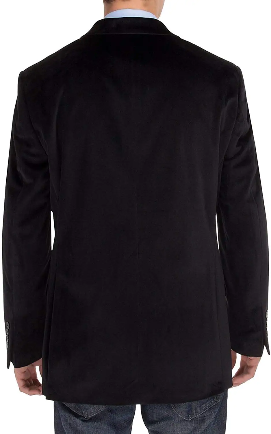 Black Velvet Men's Suit Blazer Two Buttons Slim Fit Notch Lapel Jacket for Wedding Business Only One Coat