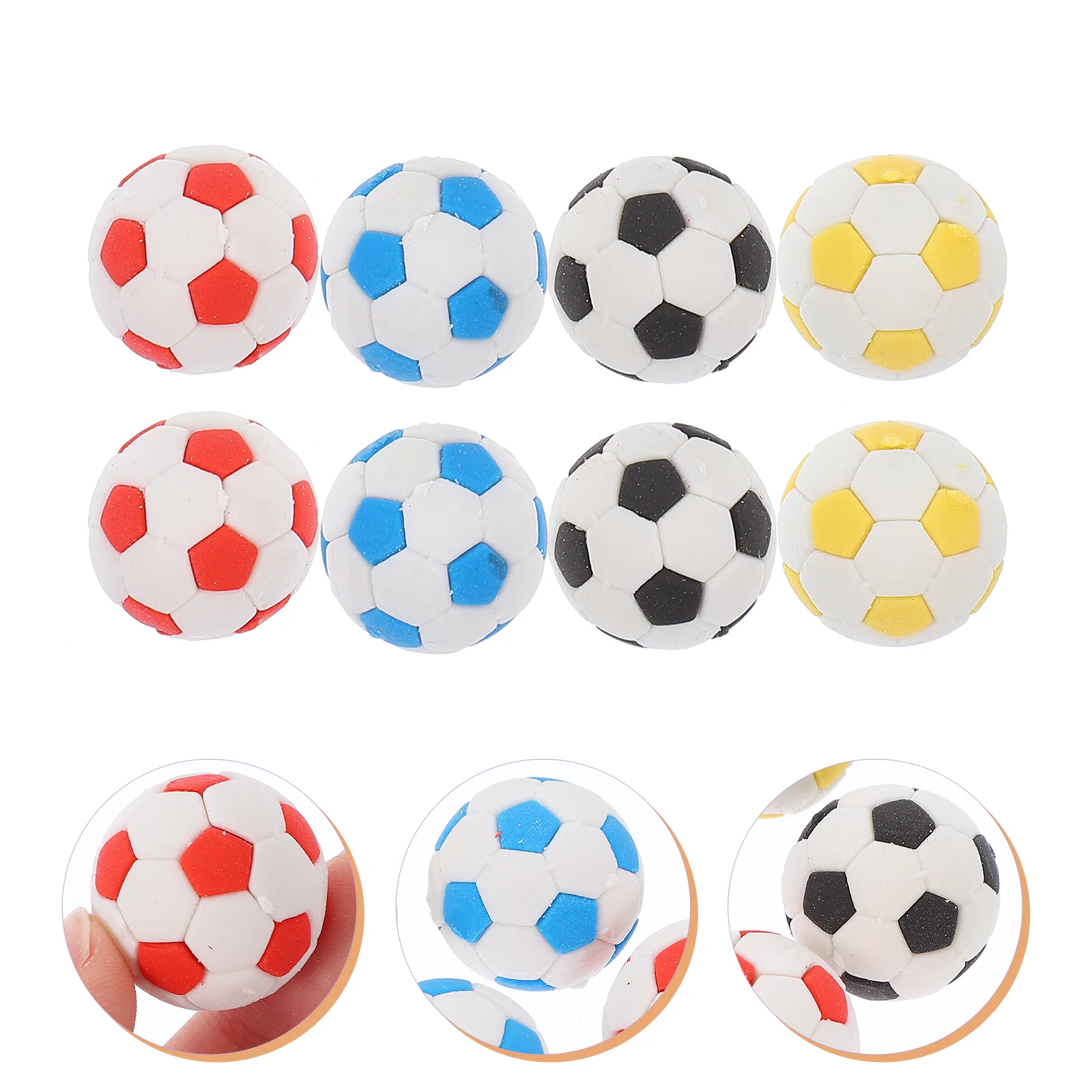 

20 Pcs Football Eraser 3d Cartoon Small Shape 20pcs Mixed Color Household Erasers Kids Soccer Delicate Daily Mini Child