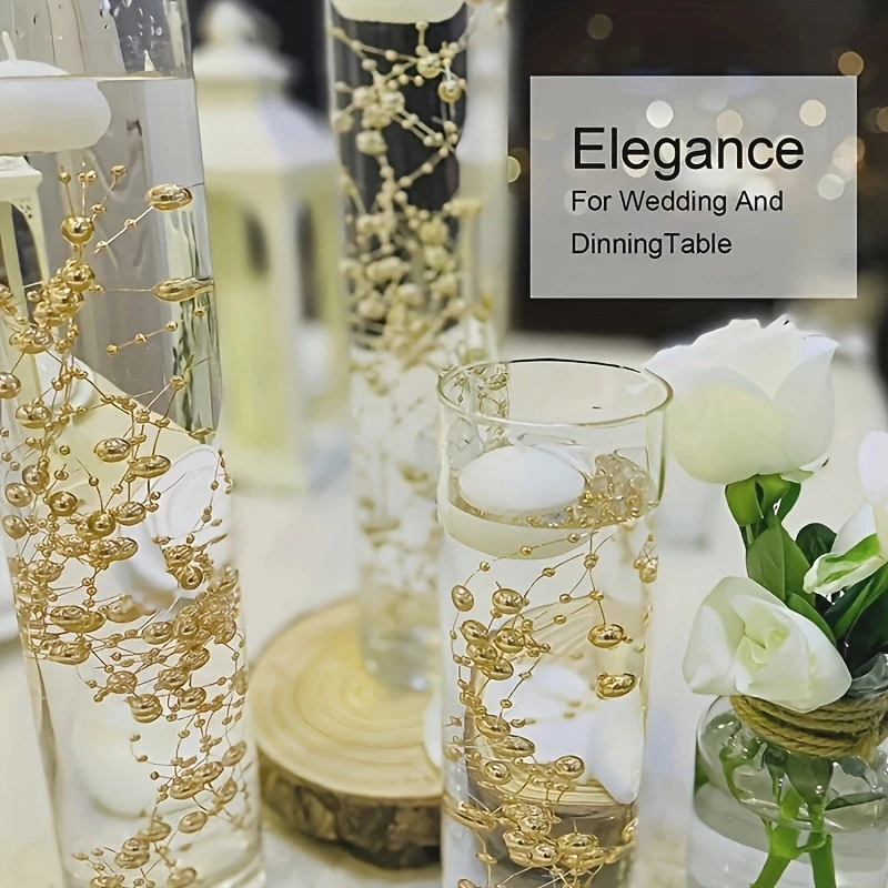 Wedding Table Decoration 5Pcs Floating Candles Vase Filler Pearl String Wedding Table Decoration Artificial Highlight Bead String Faux Plastic Chain