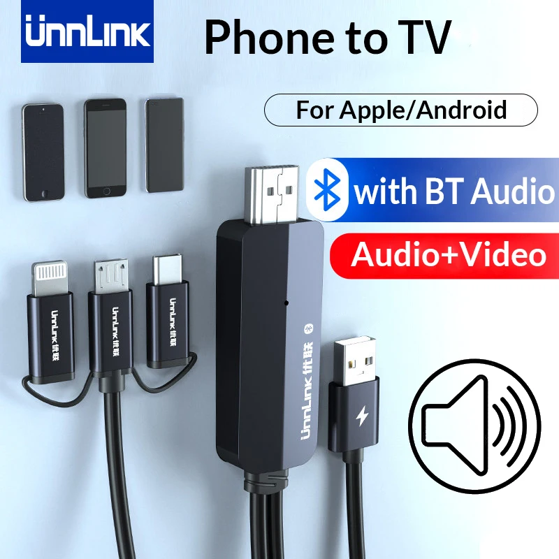 Unnlink Phone to TV Converter Cable Mirror Cast HDMI Cable Lightning  Android Phone 3 in 1 with Audio MHL for iPhone iPad