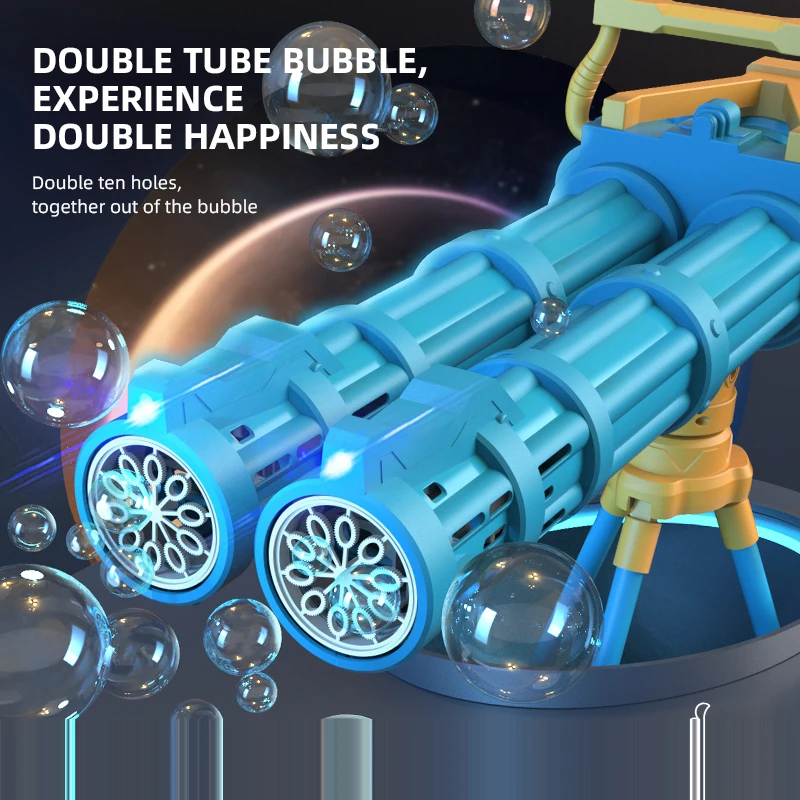 Double-tube Bubbles Machine Automatic Bubble Gun Rocket Outdoor Blowing Bubble Toys for Kids Water Pomperos Childrens Day Gifts 4
