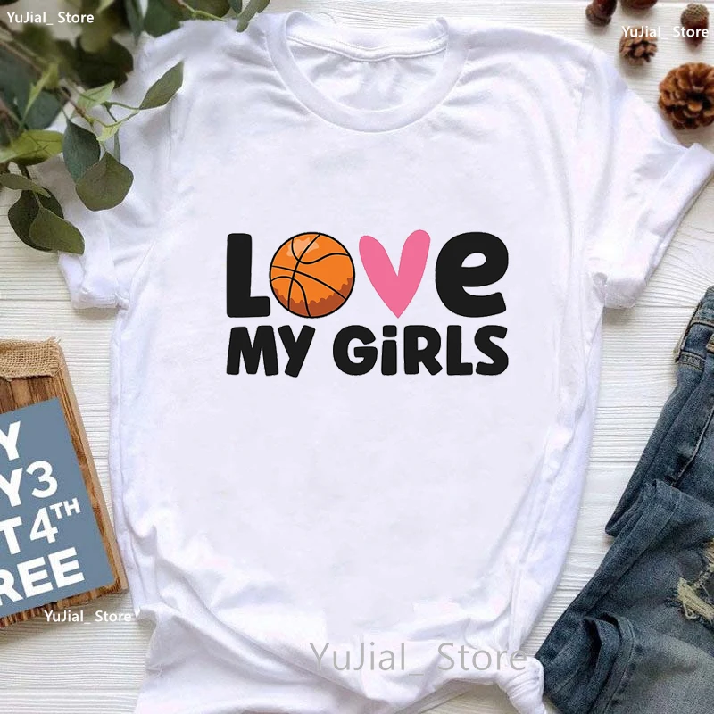 My Heart Is On That Court Graphic Print T Shirt Women Love Basketball Tshirt Femme Summer Short Sleeve T-Shirt Female Streetwear