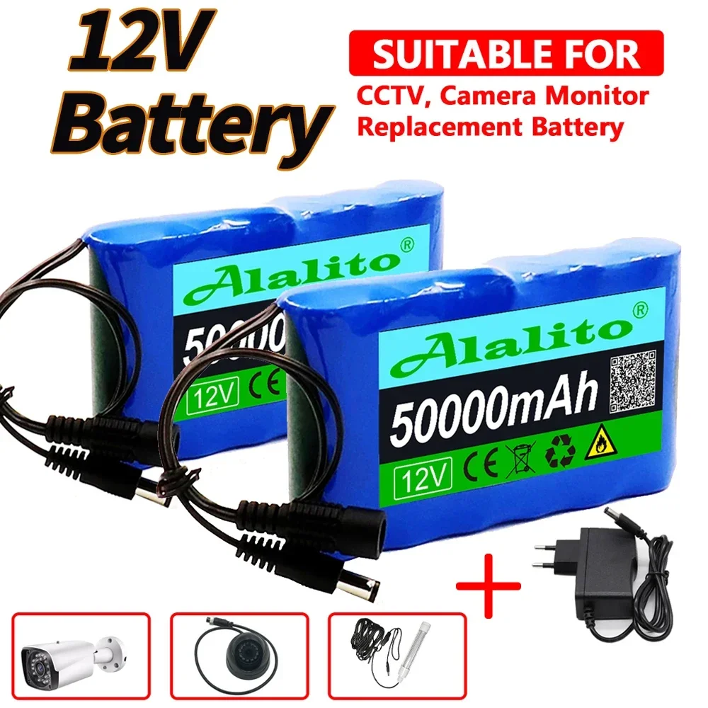 Air Shipping New Rechargeable Battery 12V 50000mah Lithium Battery Pack Capacity DC 12.6V 50Ah CCTV Camera Monitor with Charger stone tft touch lcd screen monitor screen with rs232 rs485 ttl interface support any microcontroller