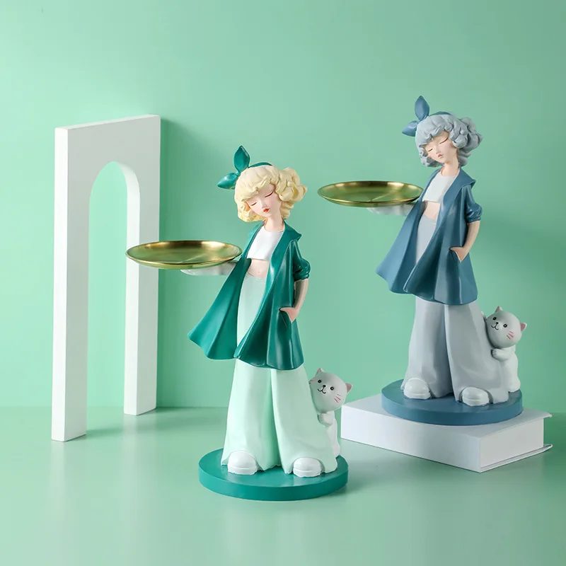 

Nordic Resin Storage Girl Sculpture Ornaments Living Room Desktop Girl Model Crafts Home Decoration Accessories Wedding Gifts