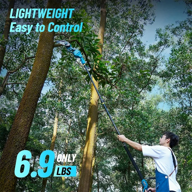 2-in-1 Electric Pole Saw & 8" Chainsaw - Cordless, 21V Battery, Brushless Motor, 15ft Reach For Tree Trimming