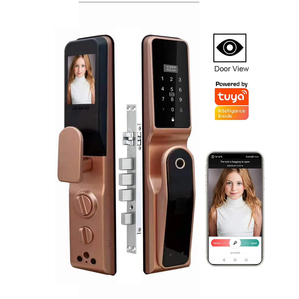 

WIFI Tuya APP Control Cerradura Inteligente Camera Door Lock Outdoor Smart Digital Fingerprint Door Lock With Camera