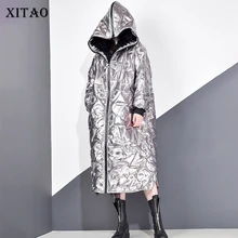 XITAO Personality Winter Coat Women Letter Pattern Streetwear Parka Tide Brand Loose Plus Size Women Clothes 2019 New DMY1754