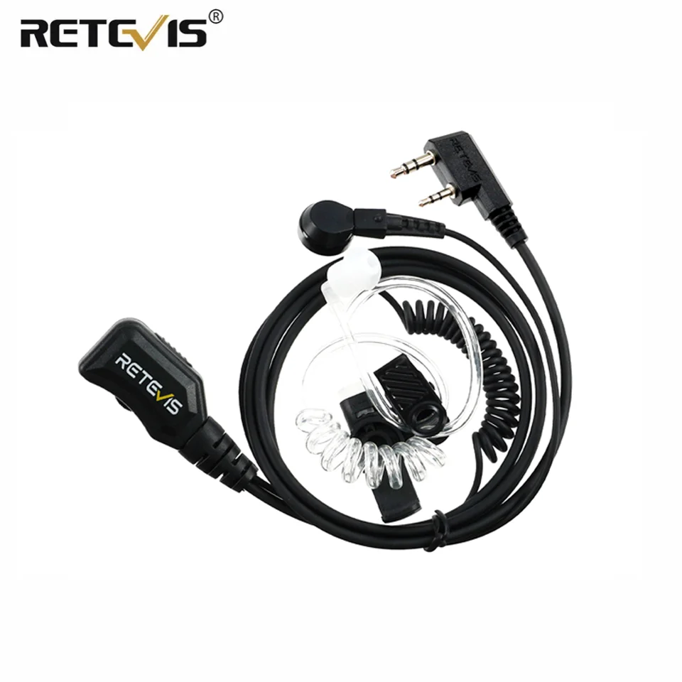 Фото Retevis Walkie Talkie 2Pin наушник PTT MIC Covert Acoustic Tube Headest для Kenwood BaoFeng UV 5R для Quansheng UV K5 K6 EAK007 №1