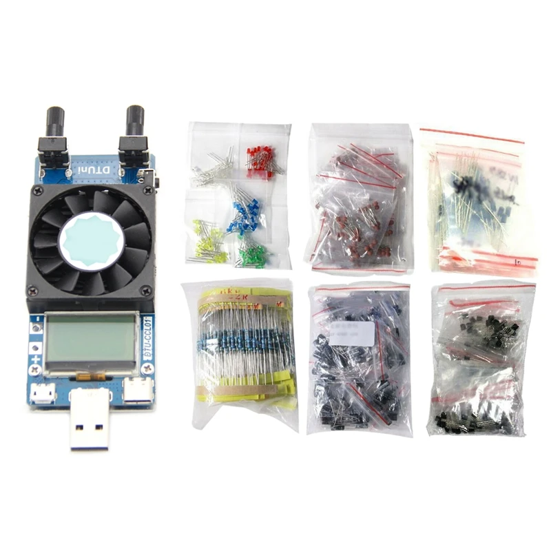 

1390 Pcs Electronic Components LED Diode Transistor Kit & 1 Pcs 35W Constant Current Dual Electronic Load Tester