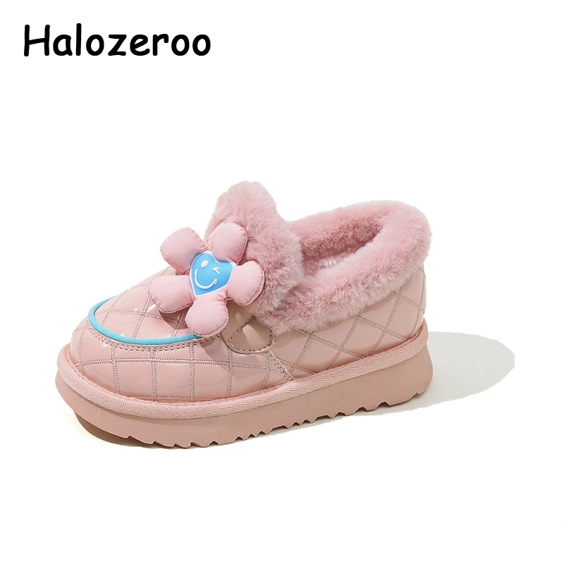 

Winter New Kids Snow Boots Baby Girls Brand Flower Shoes Toddler Fashion Boots Children Ankle Shoes Waterproof Princess Shoes