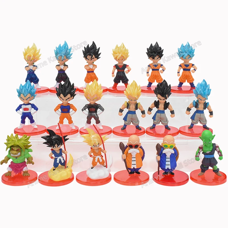 6 Pz/Lotto Dragon Ball Super Saiyan Figure Q Ver. Son Goku Bardana Pvc Action Figures Anime Model Dolls Toy Gifts