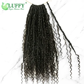 Capelli umani Boho Locs Capelli all'uncinetto Pre loop Crochet Boho Dreadlocks Capelli umani Estremità ricci Estensioni dei capelli intrecciati