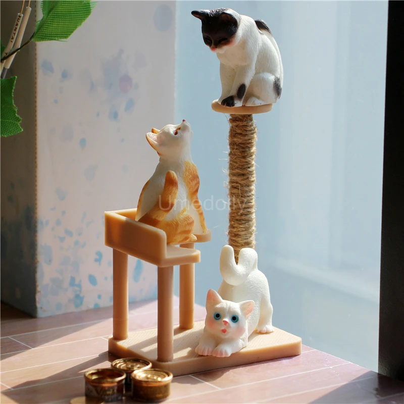 1/6 Scale Miniature Dollhouse Cat Litter Tower Mini House Ornament