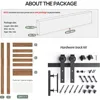 42 x 84 inch Glass Barn Door with 7FT Barn Door Hardware Kit Included,5-Panel Frosted Glass, Water-Proof Surface, 4