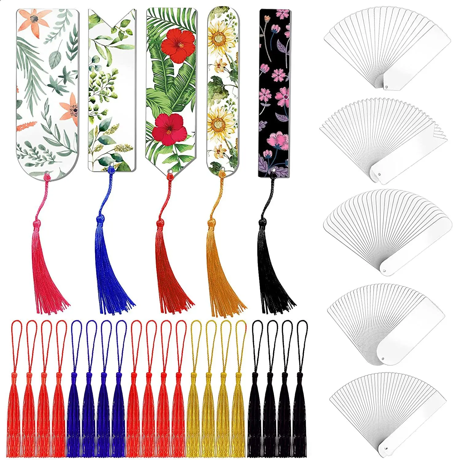 

20/50Pcs Acrylic Bookmark Blanks Craft Bookmarks with 30 Pieces Colorful Tassel for DIY Bookmarks Crafts Project and Present Tag