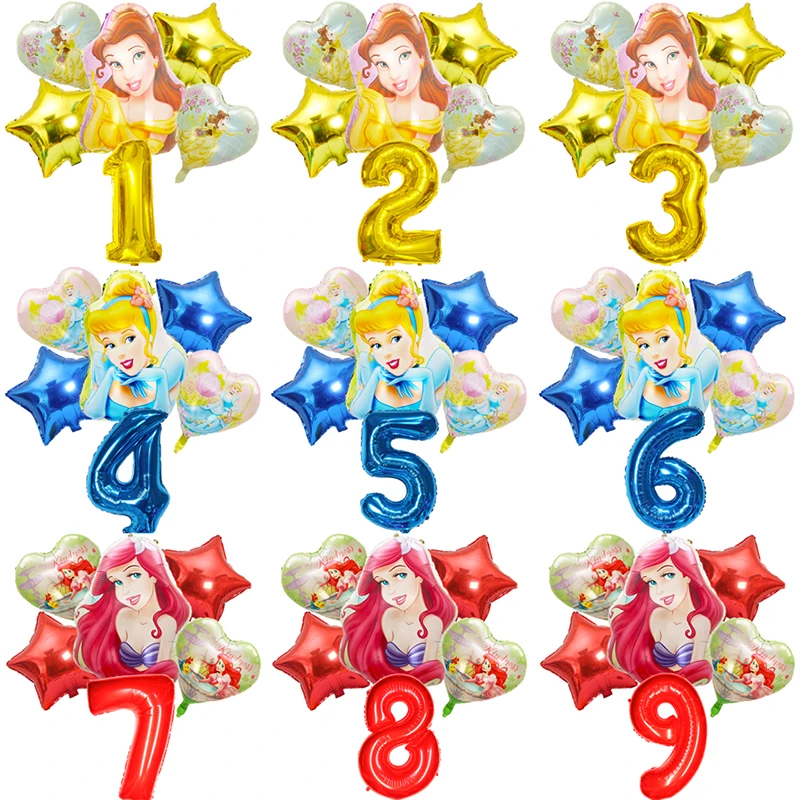 Disney Princess Foil Balloons Belle Cinderella Ariel girl Helium Balloons Baby Shower Birthday