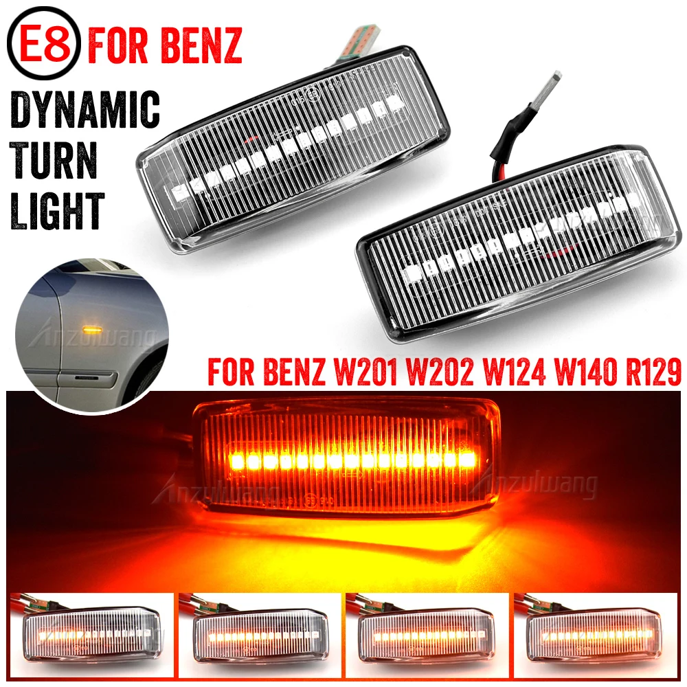 

For Mercedes C E S SL CLASS W201 190 W202 W124 W140 R129 LED Dynamic Turn Signal Light Flowing Water Side Marker Indicator Light