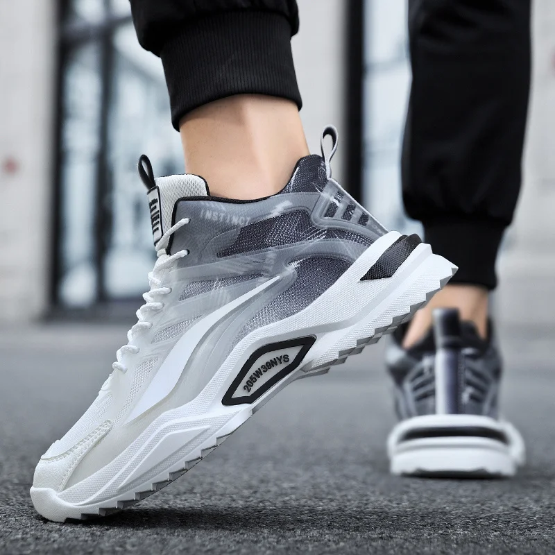 Autumn Winter Blue Men Running Sneakers High Top Platform Men's Athletic Shoes Lace-up Non-slip Sports Shoes Man baskets hommes