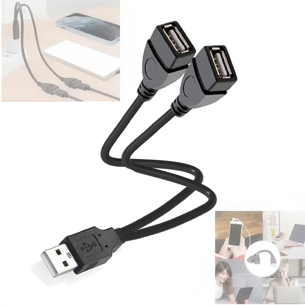 1 To 2 USB Branching Multi-functional Adapter Extension Cable For Phones, Tablets, And Extended Multi-Interface Hubs_voghion.com