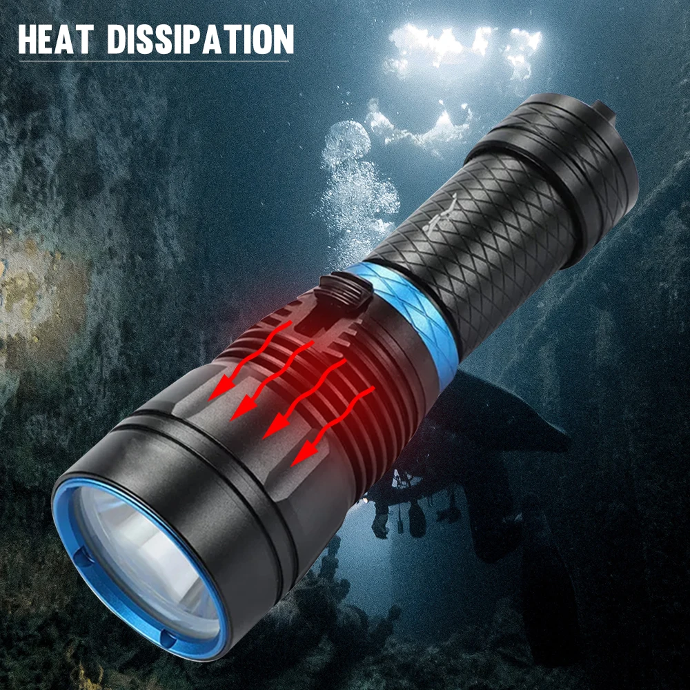 Asafee Diving Flashlight XHP70 LED Dive Lantern Underwater