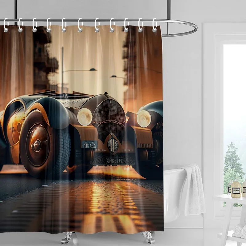 รถรูปแบบม่านอาบน้ํากันน้ําพาร์ทิชันห้องน้ําม่านห้องน้ําตะขอม่านอาบน้ํา 1